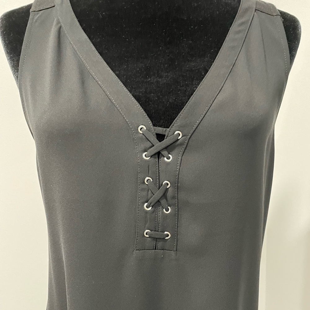 Express Black Lace Up Tank Top - Picture 4 of 10